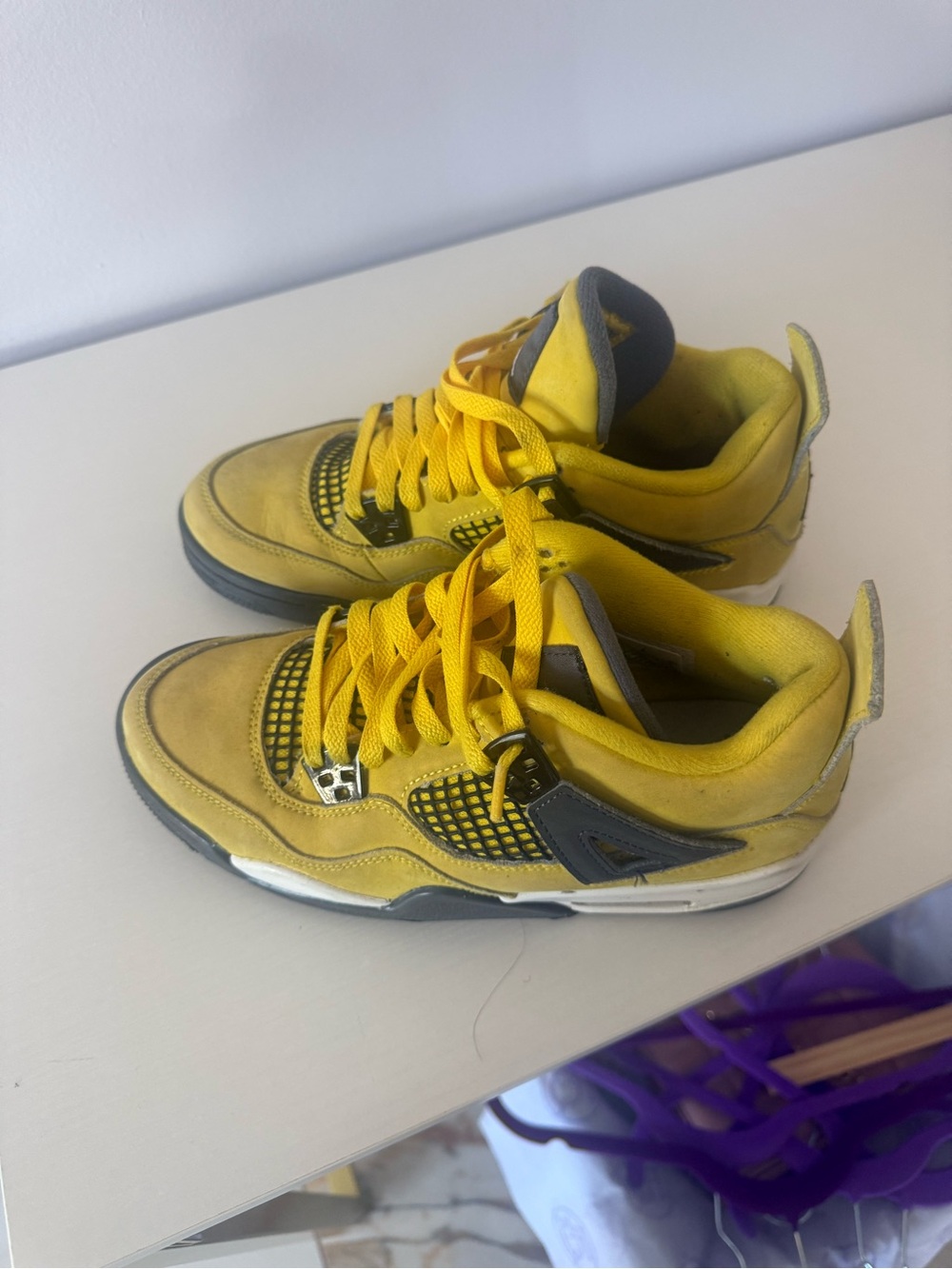 Jordan Yellow and Gray Kids Sneakers